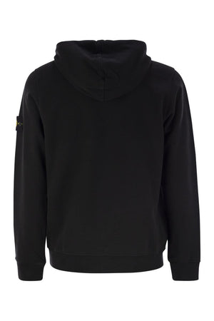 STONE ISLAND Men's Cotton Hoodie with Iconic Sleeve Logo