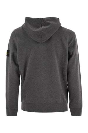 STONE ISLAND Men's Cotton Hoodie with Iconic Sleeve Logo