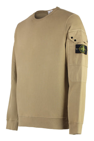 STONE ISLAND Cotton Logo Sweatshirt with Sleeve Pocket