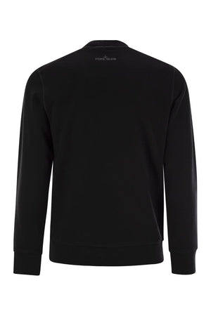 STONE ISLAND Men's Crew-Neck Sweatshirt with Optical Three Design