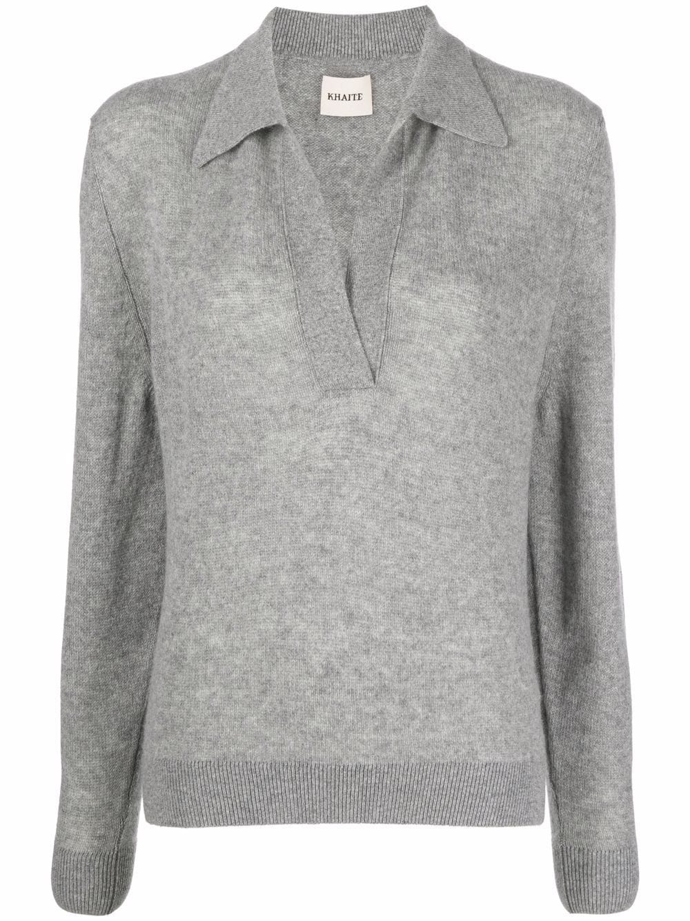 KHAITE Luxurious Pale Grey Cashmere Pullover