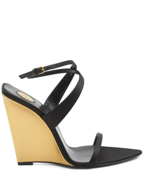 SAINT LAURENT Wedge Sandals with Adjustable Ankle Strap - 11cm Height