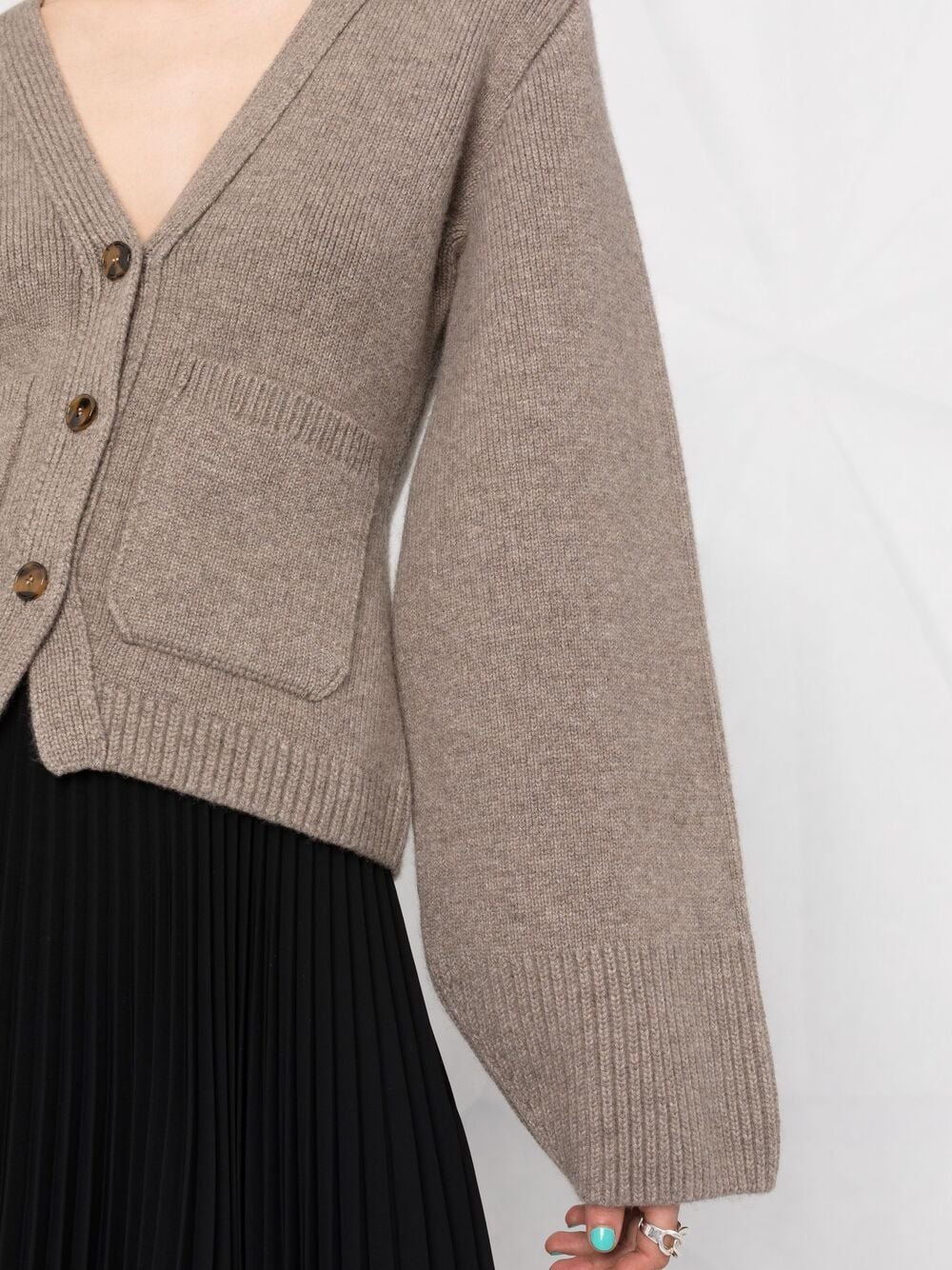 Áo Cardigan Cao Cấp Bằng Len Cashmere Màu Kem