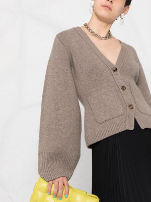 Áo Cardigan Cao Cấp Bằng Len Cashmere Màu Kem