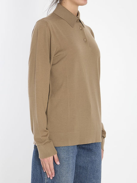 THE ROW Long-Sleeved Polo Shirt with Sheer Finish