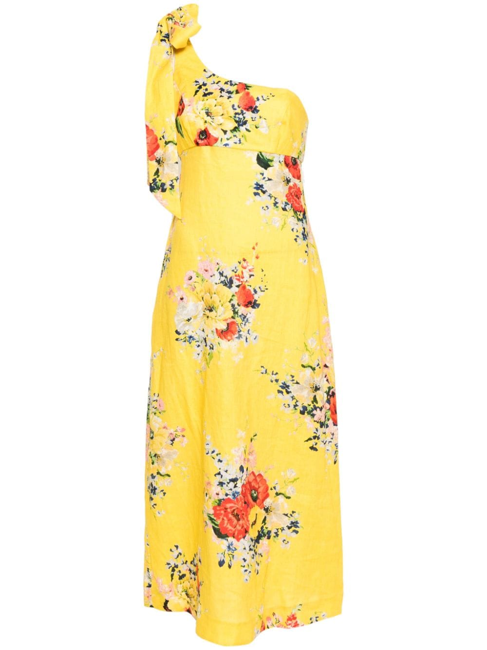 Váy Midi Họa Tiết Hoa Vàng Đối Xứng cho Nữ - Bộ Sưu Tập Mùa Xuân Hè 24