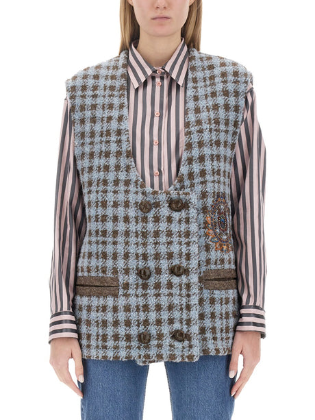 ETRO Oversized Houndstooth Knit Vest - Size 40