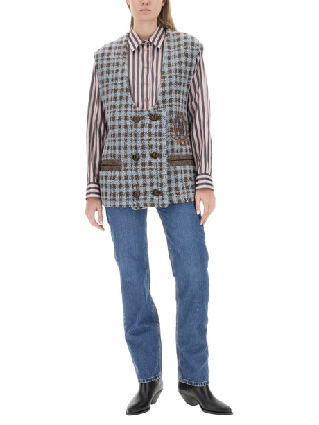 ETRO Oversized Houndstooth Knit Vest - Size 40