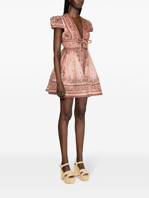 ZIMMERMANN Mini Dress with Bandana Print and Bow Detailing