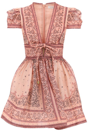 ZIMMERMANN Mini Dress with Bandana Print and Bow Detailing