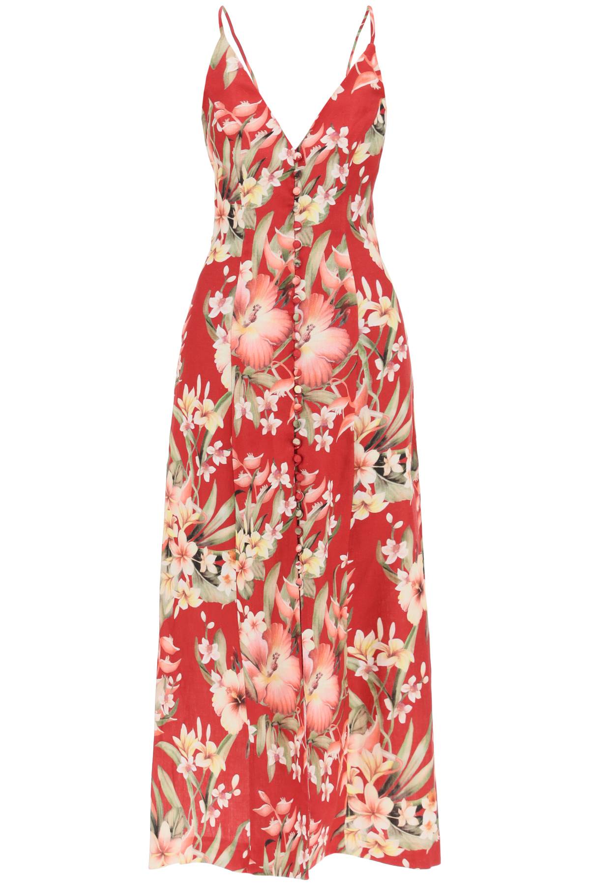 Floral Maxi Slip Dress for Women in Red