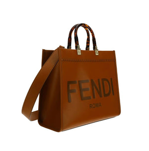 FENDI White Rice Calf Leather Medium Sunshine Tote for Women