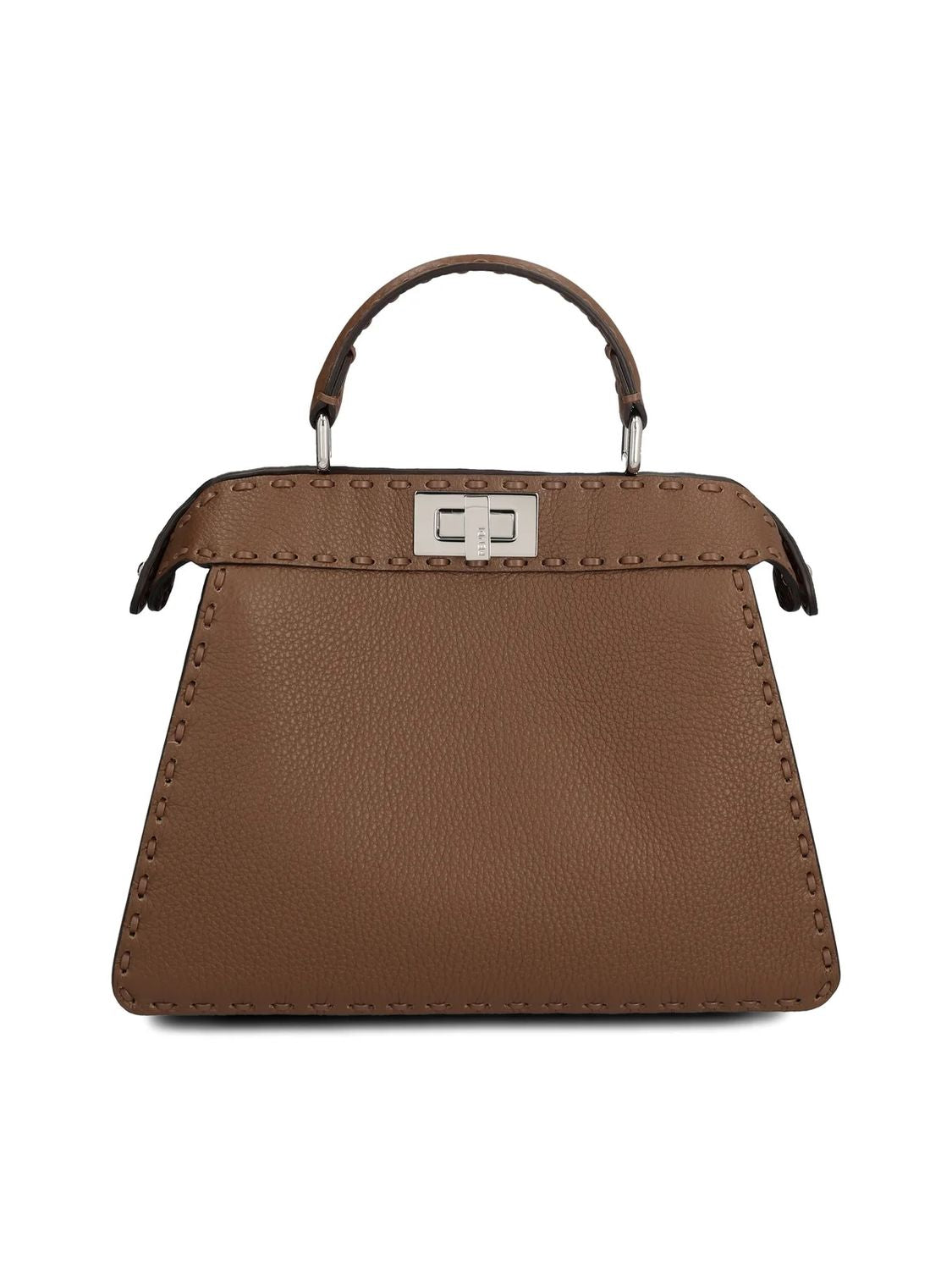 FENDI Túi Xách Tay Cỡ Nhỏ Peekaboo ISeeU Bằng Da Bê Màu Sô cô la Gianduia