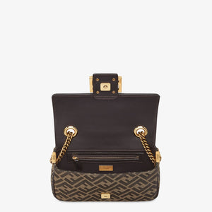 FENDI Elegant Jacquard Mini Baguette with Chain Detail