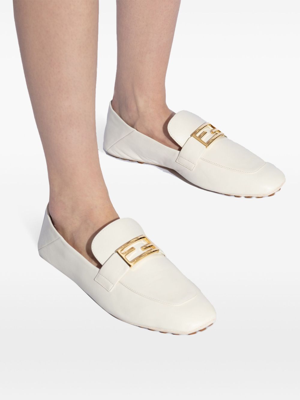 FENDI White Leather Loafers for Women - SS24 Collection