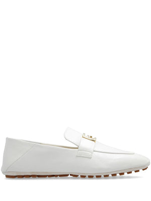 FENDI White Leather Loafers for Women - SS24 Collection