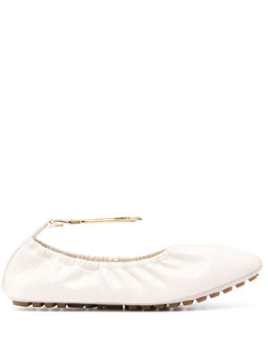 FENDI Nude Leather Ballerina Shoes for Women