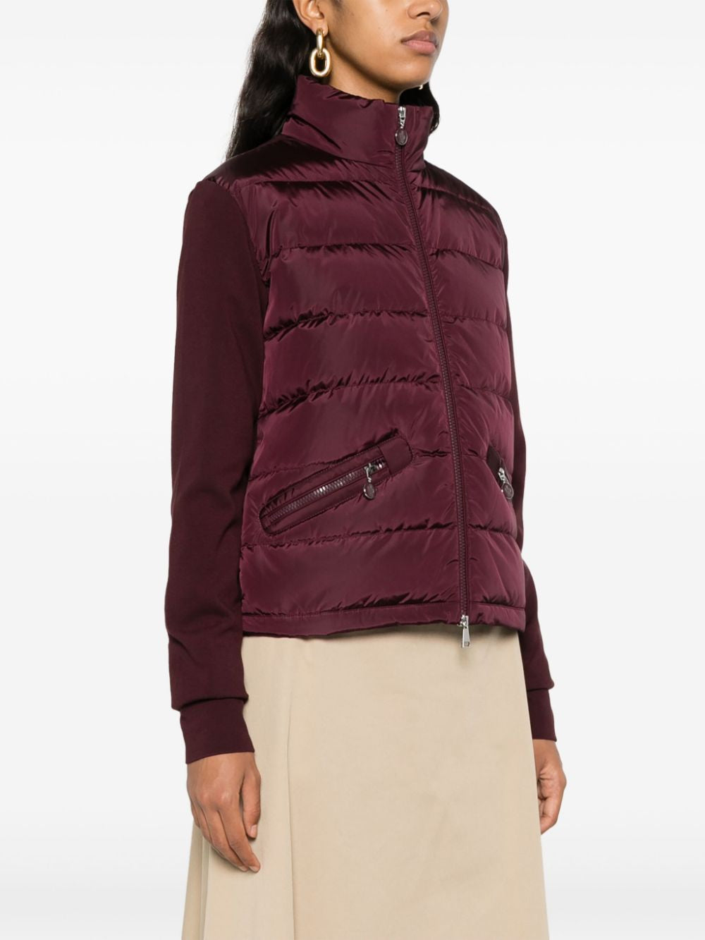 MONCLER Quilted High Collar Jacket with Mesh Sleeves for Women