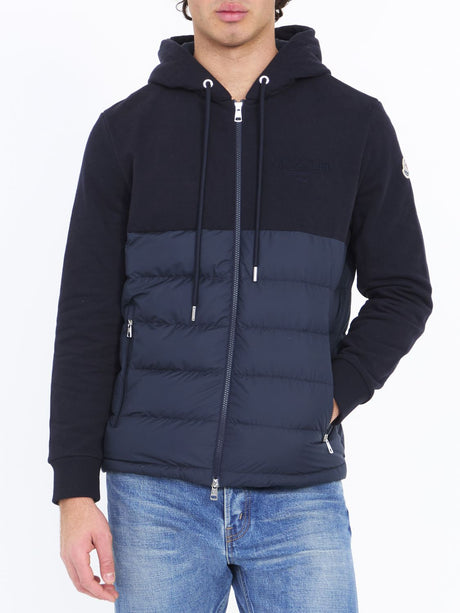 Men's Blue Moncler Padded Hoodie for SS24
