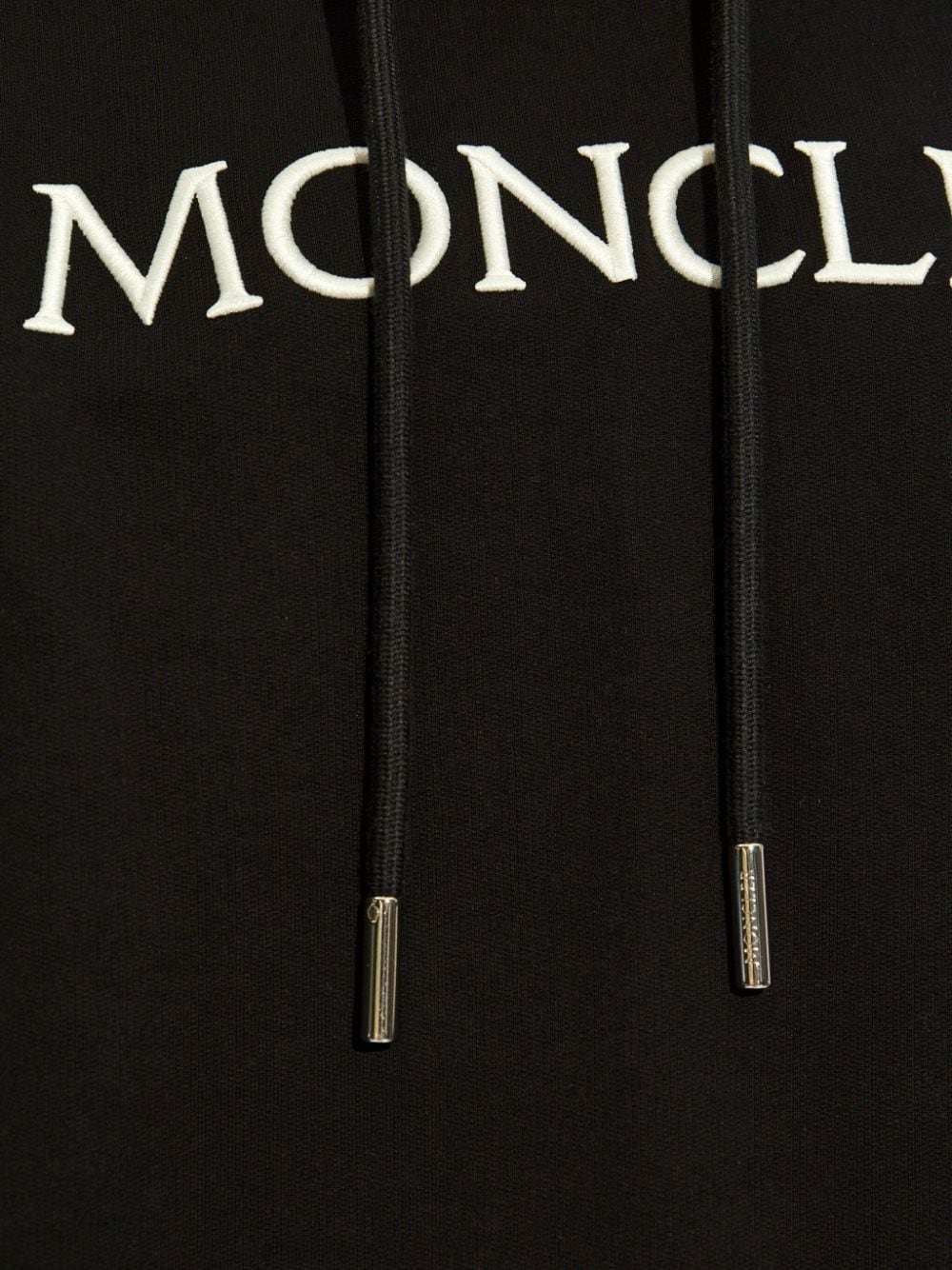 MONCLER Chic Black Cotton Hoodie with Embroidered Logo