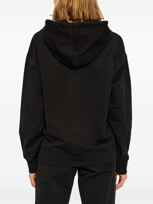 MONCLER Chic Black Cotton Hoodie with Embroidered Logo