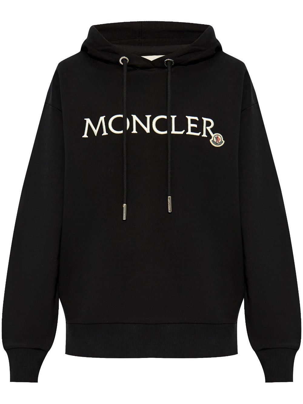 MONCLER Chic Black Cotton Hoodie with Embroidered Logo