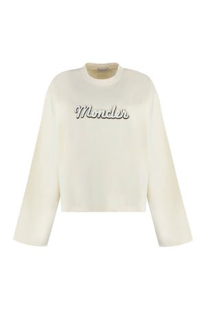MONCLER White Logo Detail Cotton Sweatshirt for Women