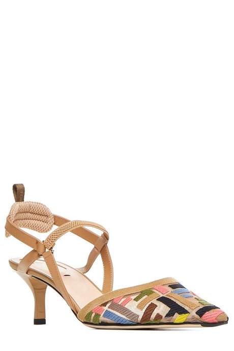 FENDI Chic Slingback Pumps in Nude Multi