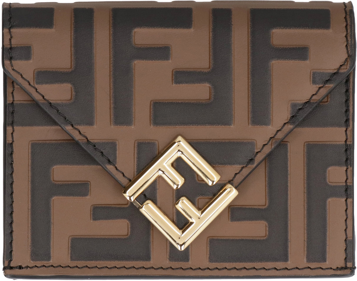 FENDI Mayanero Orange Leather Clutch for Women - SS24 Collection