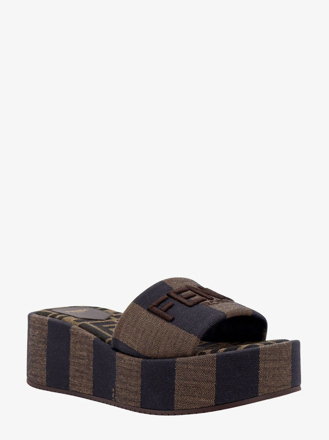 FENDI Chic Fabric Flatform Slide Sandals