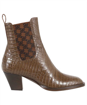 FENDI Fashion Forward Croco-print Leather Ankle Boots for Women