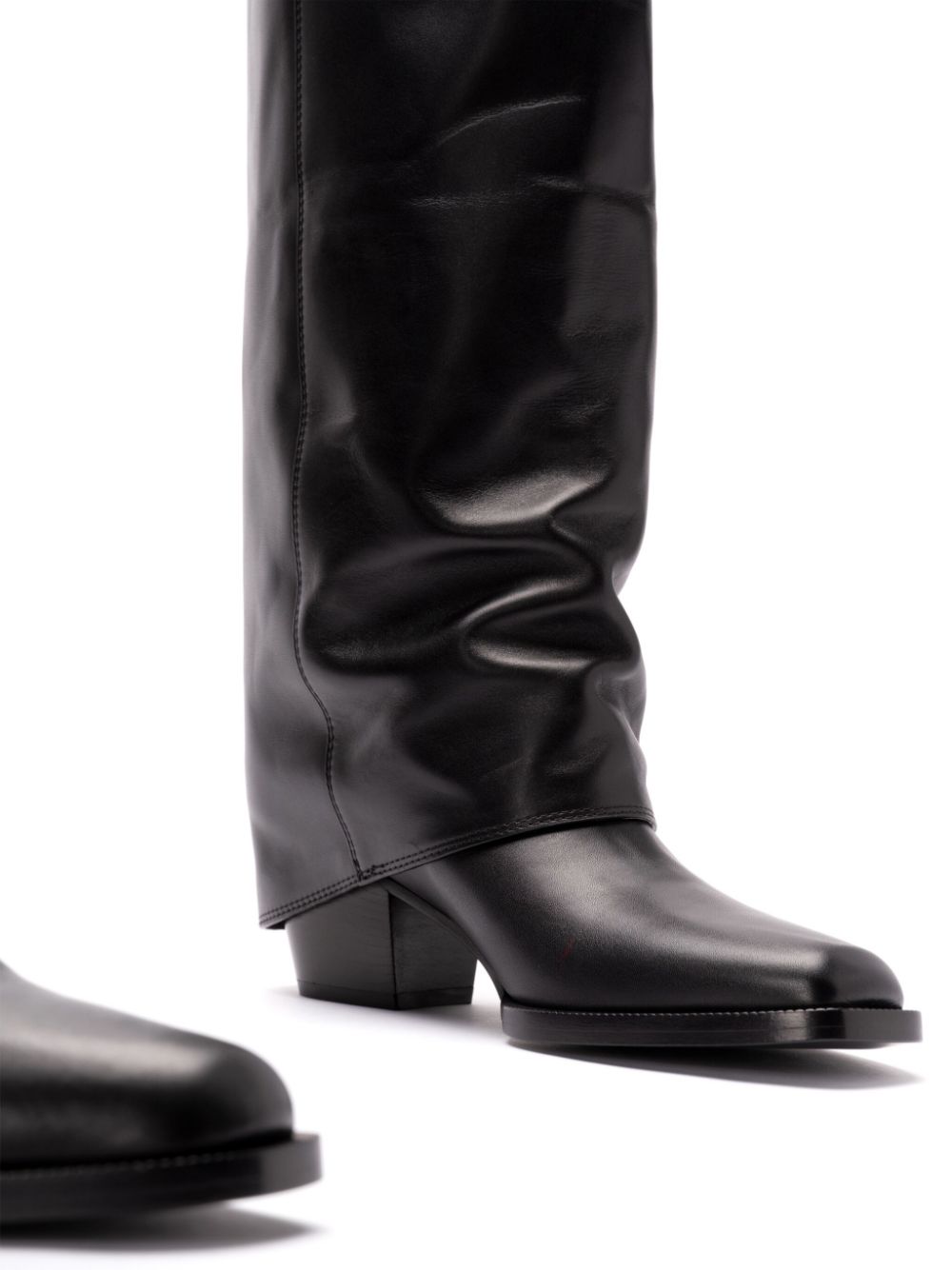 FENDI Knee-Length Leather Boots with Low Block Heel