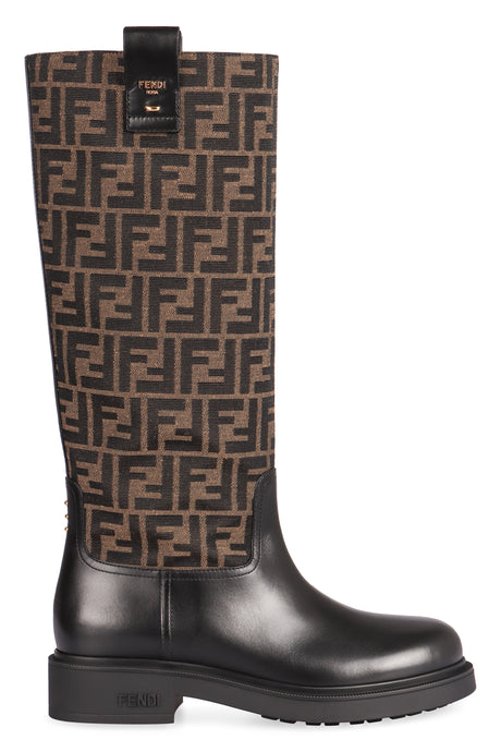 FENDI Chic Knee-High Jacquard Boots