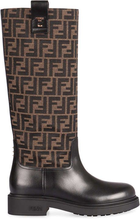 FENDI Chic Knee-High Jacquard Boots