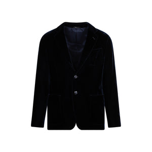 GIORGIO ARMANI Men's Blue Viscose Jacket for FW23 Season