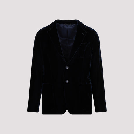 GIORGIO ARMANI Men's Blue Viscose Jacket for FW23 Season