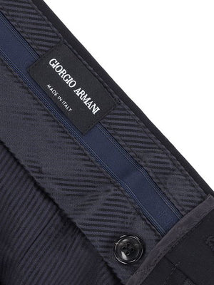 GIORGIO ARMANI Men's Dark Blue Pleated Dress Pants for Fall/Winter 2023