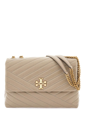 TORY BURCH Beige Chevron-Pattern Quilted Leather Shoulder Bag for Women