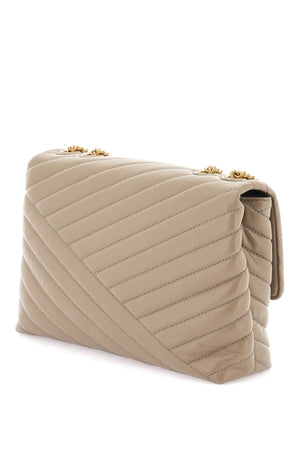 TORY BURCH Beige Chevron-Pattern Quilted Leather Shoulder Bag for Women