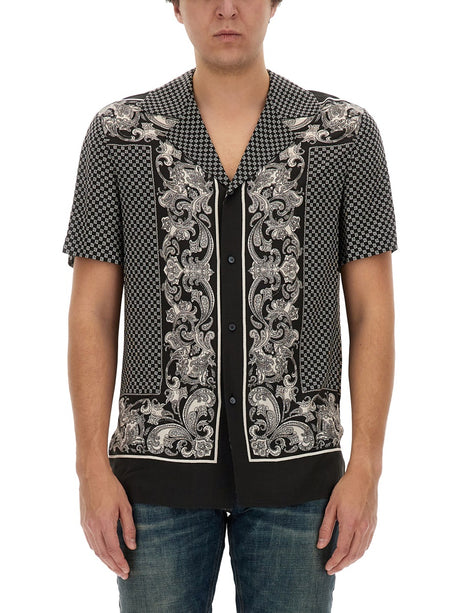 BALMAIN Monogram Paisley Stamoa Shirt - Men's Size 48