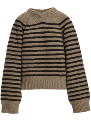 KHAITE Striped Cashmere Jumper with Split Neck and Ribbed Cuffs for Women