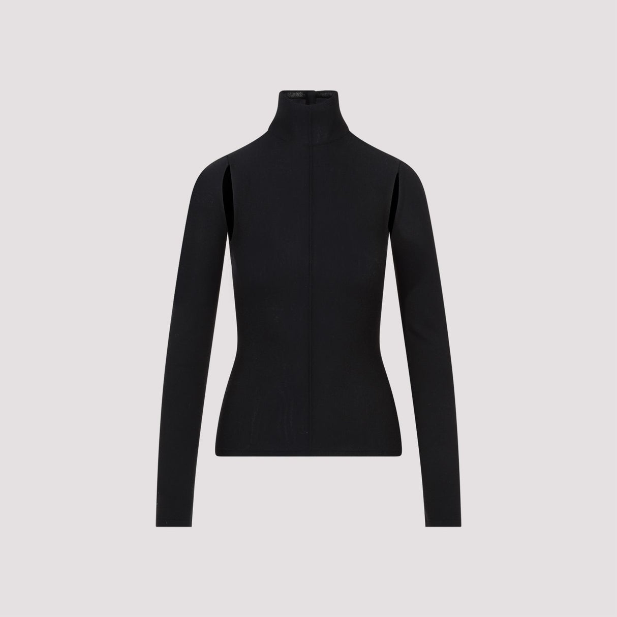 KHAITE Black Merino Wool Cut-Out Turtleneck Sweater