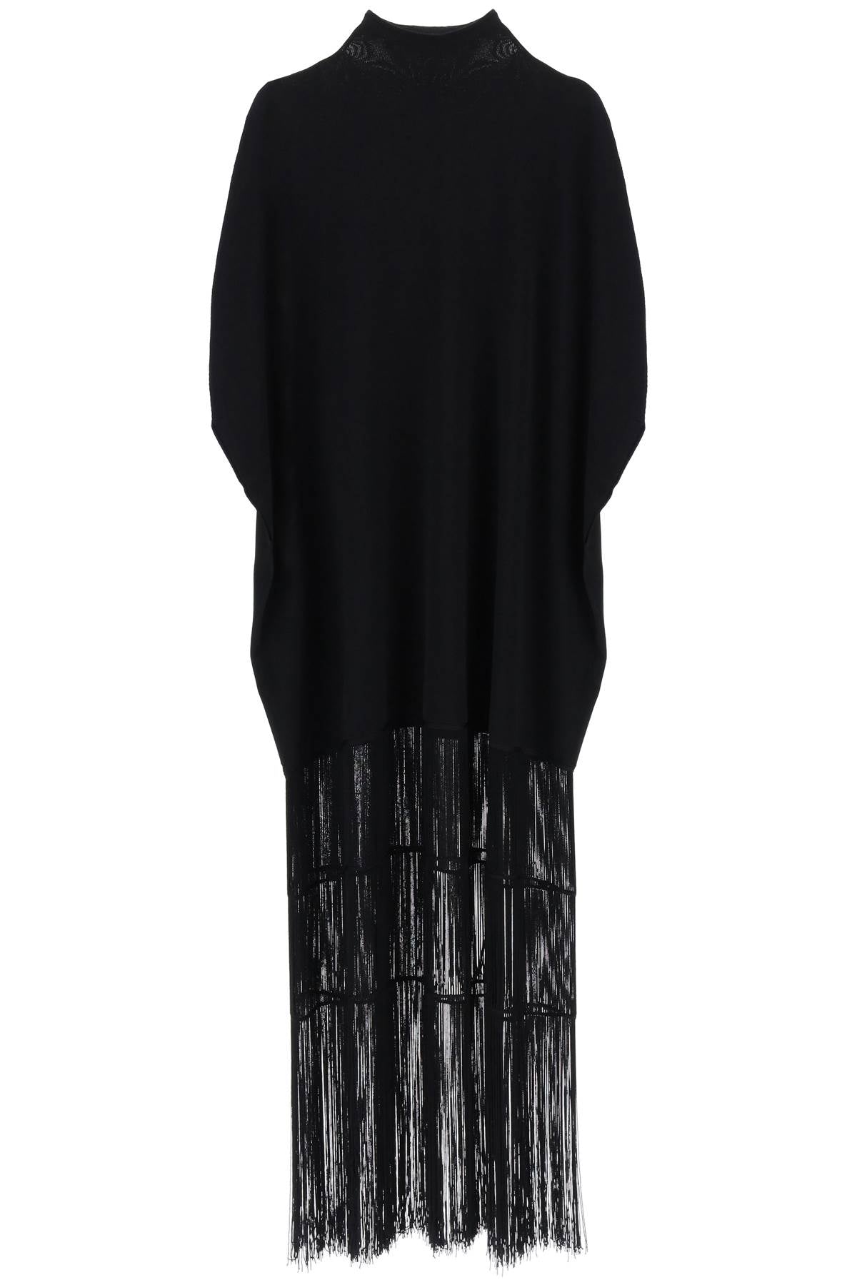 KHAITE Black Ruffle Dress for Women in Stretch Viscose Knit - SS24 Collection