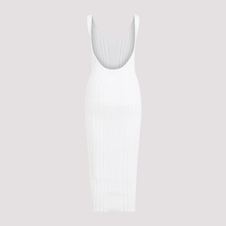 Váy Midi pha sợi tơ tông và lụa màu trắng