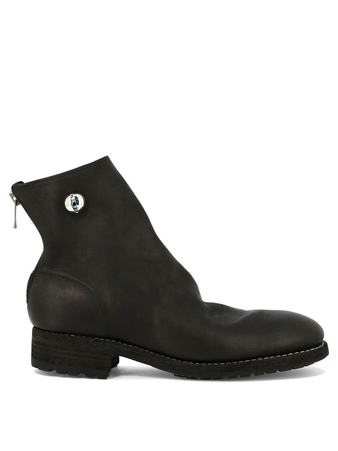 UNDERCOVER Men's Black Leather Ankle Boots with Rubber Sole