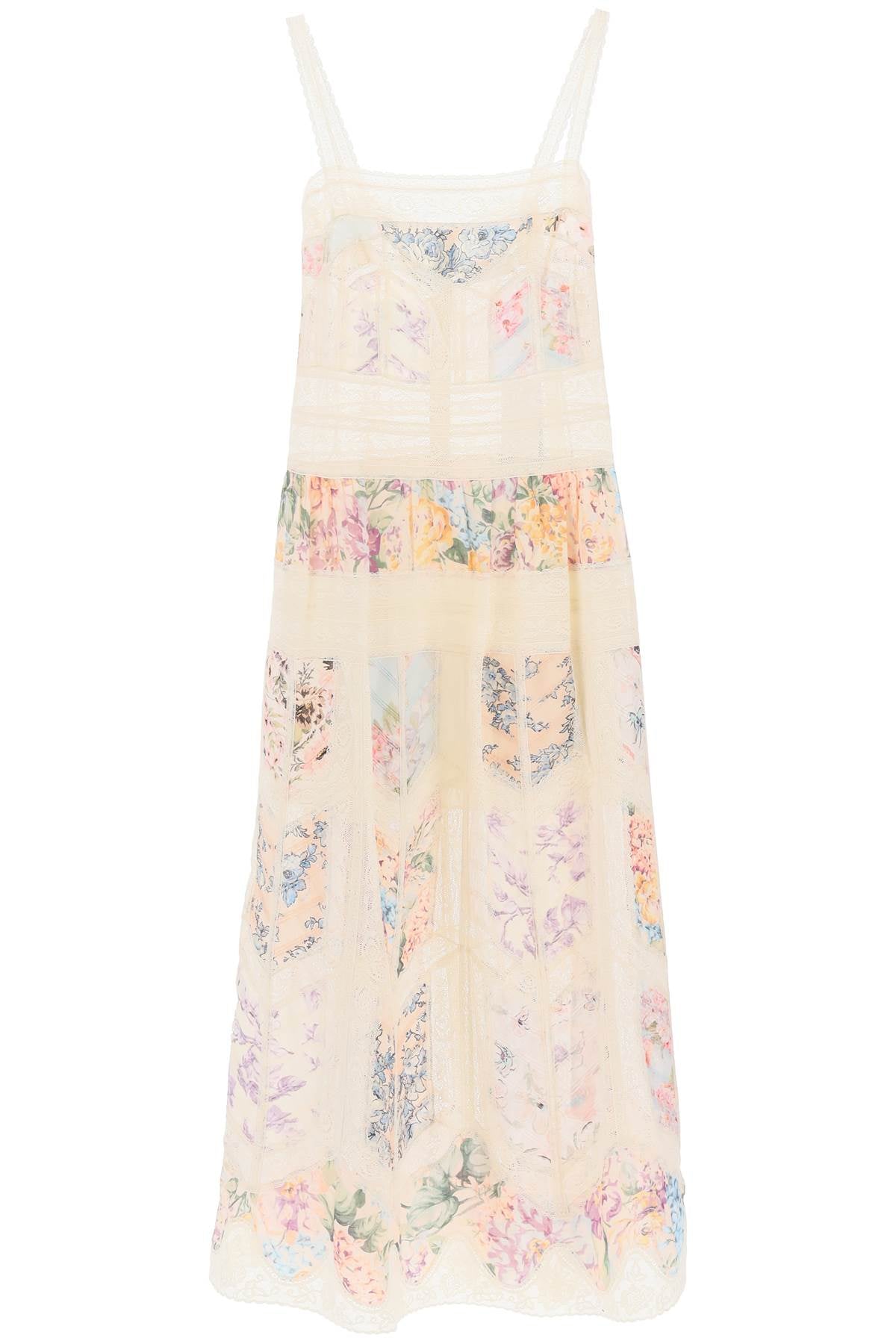 ZIMMERMANN Multicolor Floral Dress with Lace Trim
