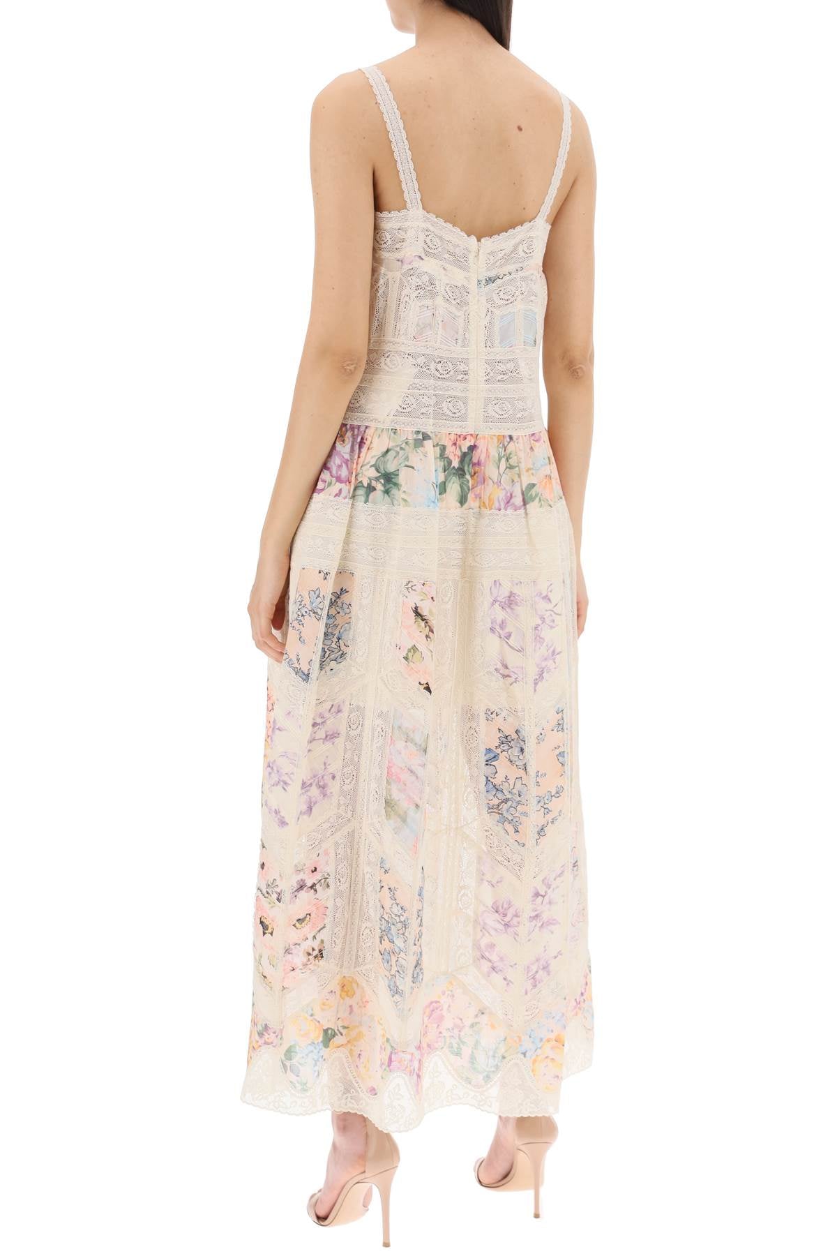 ZIMMERMANN Multicolor Floral Dress with Lace Trim