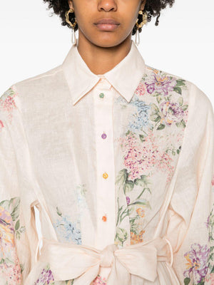 ZIMMERMANN Halliday Floral Linen Shirtdress