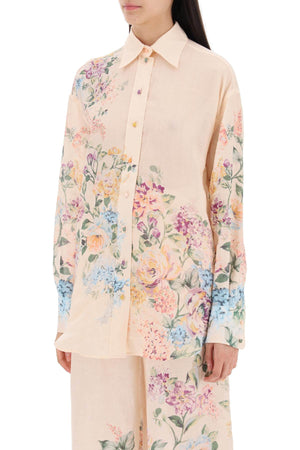 ZIMMERMANN Floral Print Oversized Shirt in Pure Ramie