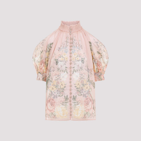 ZIMMERMANN Waverly Multicolor Short Sleeve Blouse